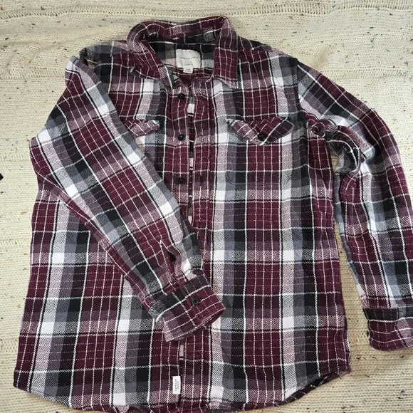Men's Plaid Shirt - Burgundy and Black - Picture 5 of 5
